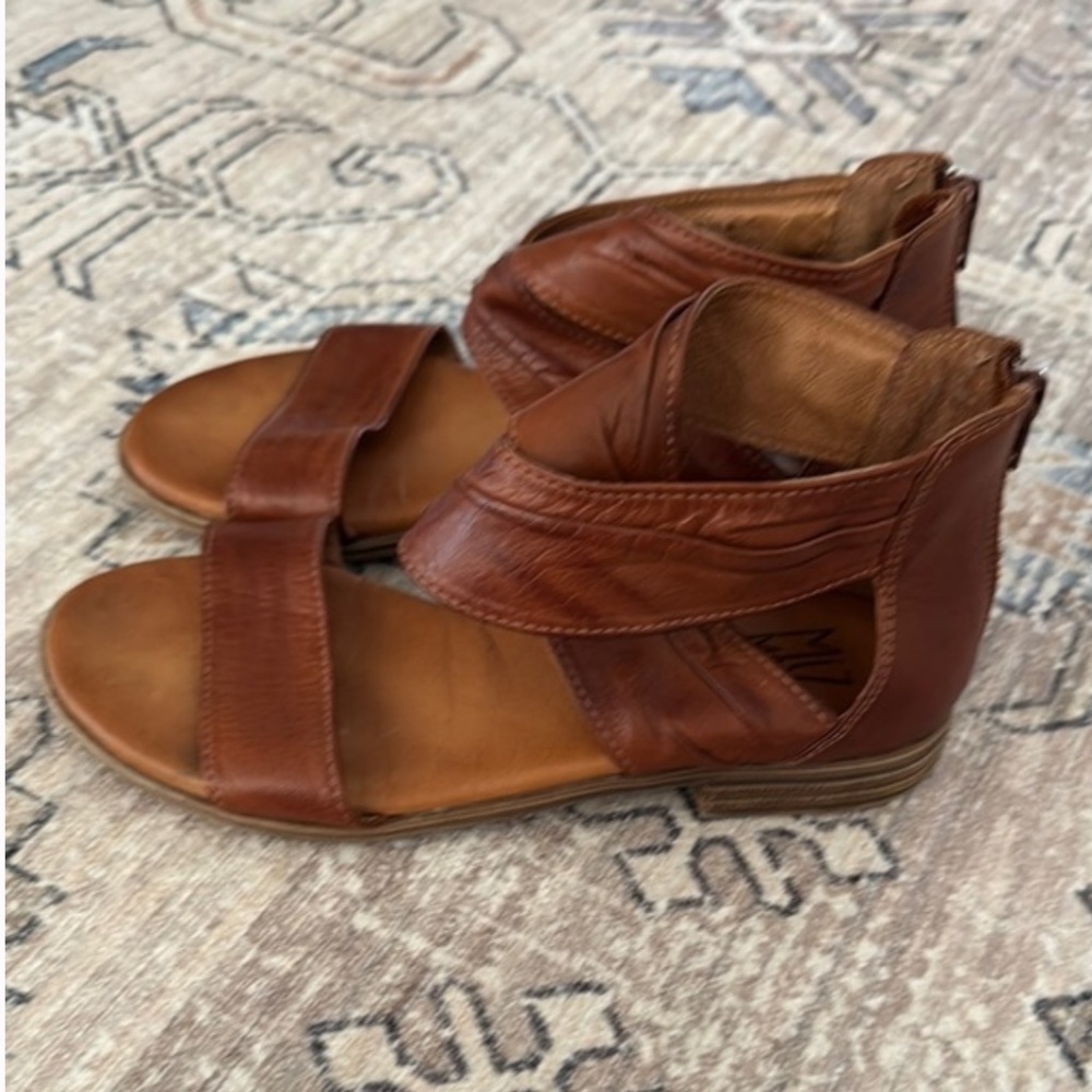 Miz Mooz Daphne Brown Leather Strappy Sandals